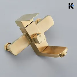 klarwerk LANA | Premium Regendusche Set Gold glänzend Edelstahl | Design Duscharmatur Duschsystem | Mischbatterie Dusche komplett mit Handbrause