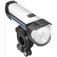 Busch & Müller IXON Rock Akku LED Scheinwerfer 100 Lux schwarz silber mit Schalter Kapazitätsanzeige Powerbankfunktion bis 1500mA inkl Lenkerhalter