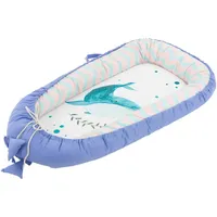 joyz Babynest, Dunkelblau, 90x50cm, Baumwolle, zweiseitig, antiallergisch, tragbar, Multifunktionale Babynestchen, Kokon für Babys & Säuglinge, Baby