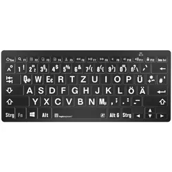 LogicKeyboard PC Bluetooth Großdruck-Tastatur Weiß auf Schwarz, Mini Layout