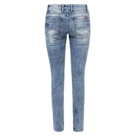 Cipo & Baxx Jeans WD443 blau, 98% Baumwolle, 2% Elasthan, unifarben, slim fit lang, Jeans Slim-fit-Jeans, im Used-Look,