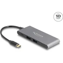 DeLock 4 Port USB Type-C Hub mit 2 x Typ-A und 2 10 Gbps