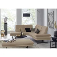 Ecksofa W.SCHILLIG "broadway, Designsofa, toller Sitzkomfort, zeitlos, elegant, L-Form", braun (stone z59), B:284cm H:94cm T:224cm, Longlife Xtra-Leder Z59: Glattleder mit modischer Prägung. Hautstärke 0, 9 - 1, 1 mm, Sofas, Sitztiefenverstellung, Kopfteil- & Seitenteilverstellung, Breite 284cm