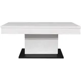 Mäusbacher Couchtisch - schwarz matt - weiß - Keramik-Optik - verschiebbare Tischplatte