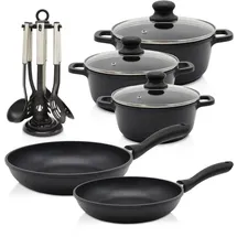 Krüger Aluguss-Topf-Set 5-tlg. schwarz 3x Fleischtopf + 2x Pfanne