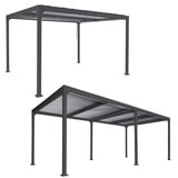 Mendler Alu Pergola HWC-L41, Lamellen-Pavillon Terrassenüberdachung, stabiles 8cm-Metall-Gestell 3x3,7m anthrazit