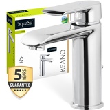 SANITOP-WINGENROTH 'aquaSu® Waschtischarmatur Keano, mit Wassersparmischdüse, Kosten-sparende Kaltwassermittelstellung, Excentergarnitur, Keramikkartusche, Standard-Montage, Messingkern, verchromt, 796170