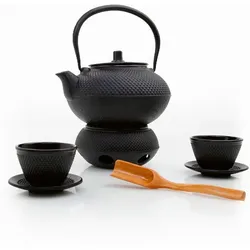 LUMALAND Tee Set 12-teilig aus Gusseisen - Nach asiatischer Tradition - Schwarz