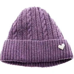 Strickmütze mit Herzmotiv für Damen und Mädchen mit Flechtmuster