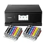 IC-Office TS8750 Tintenstrahl Multifunktionsdrucker 3-in-1 (Drucken, Kopieren, Scannen, SD-Karte, Duplex, WLAN, AirPrint) schwarz + 12 XXL Tintenpatronen