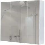 MCW Spiegelschrank, MCW-B19b, Badschrank Hängeschrank, 6 Regalböden hochglanz MVG-zertifiziert 70x80x16cm ~ Weiß