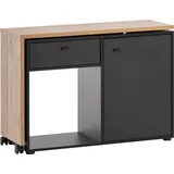 MÖBELPARTNER PROREGAL Schreibtisch mit Drehbarer Arbeitsplatte Monkey HxBxT 75 x 105 x 39 cm 1 Schublade & 1 Aktenschrank mit 2 Fächern Eiche & Schwarz