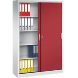 Californian Products Acurado Aktenschrank 120 x 40 x 195 cm lichtgrau / rot