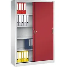Californian Products Acurado Aktenschrank 120 x 40 x 195 cm lichtgrau / rot