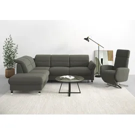 sit&more Ecksofa SIT & MORE "Grenoble L-Form mit Federkern", grau (anthrazit), B:247cm H:85cm T:222cm, Sofas, Ecksofa, wahlweise mit Bettfunktion, Bettkasten, Arm- und Kopfteilverstellung