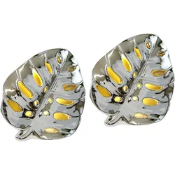 I.GE.A. Dekofigur »LED-Deko Blatt aus Keramik«, Deko-Objekt Statue Geschenkidee 2er Set, silber I.GE.A. silber