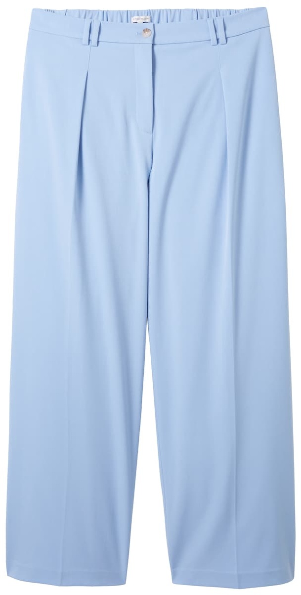 TOM TAILOR Damen Plus - Wide Leg Hose mit recyceltem Polyester, blau, Uni, Gr. 46