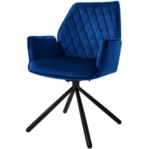 ML-Design Esszimmerstuhl drehbar, mit Arm-& Rückenlehne, Dunkelblau, aus Samt