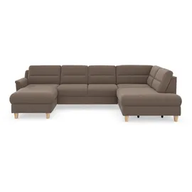 sit&more Wohnlandschaft SIT & MORE "Farö U-Form", grau (taupe), B:325cm H:90cm T:187cm, Sofas, Wohnlandschaft, inklusive Federkern, wahlweise mit Bettfunktion und Bettkasten