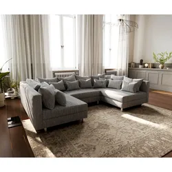 DELIFE Wohnlandschaft Clovis Hellgrau Strukturstoff Modulsofa, Design Wohnlandschaften, Couch Loft, Modulsofa, modular