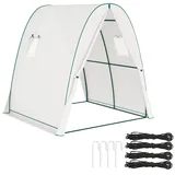 Outsunny Gewächshaus Stahl Weiß Folie 180 x 180 cm