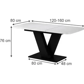 Vicco Fenaro 120 x 77,4 x 80 cm ausziehbar Weiß/Schwarz
