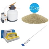 Bestway - Poolsauger AquaReach & Sandfilterpumpe 5678 L/u & Filtersand 25 kg & WAYS Scheuerbürste