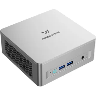 MINIS FORUM Mini PC UM870 Slim, AMD Ryzen 7 8745H 8C/16T bis zu 4,9 GHz, Barebone-Version ohne DDR5/PCIe4.0 SSD/OS, AMD Radeon 780M Grafikkarte, HDMI/USB 4/DP, RJ45 2,5G, WiFi, BT