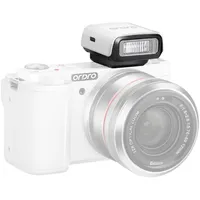 Camnoon Mini Kamerablitz, GN8 6500K Blitzgerät, 3-stufige Helligkeit, manueller/automatischer Blitz, eingebauter Akku für Canon, Nikon, Sony, Fujifilm, Olympus, Panasonic Kameras (Weiß)