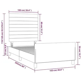 vidaXL Bettgestell 100 x 200 cm Creme