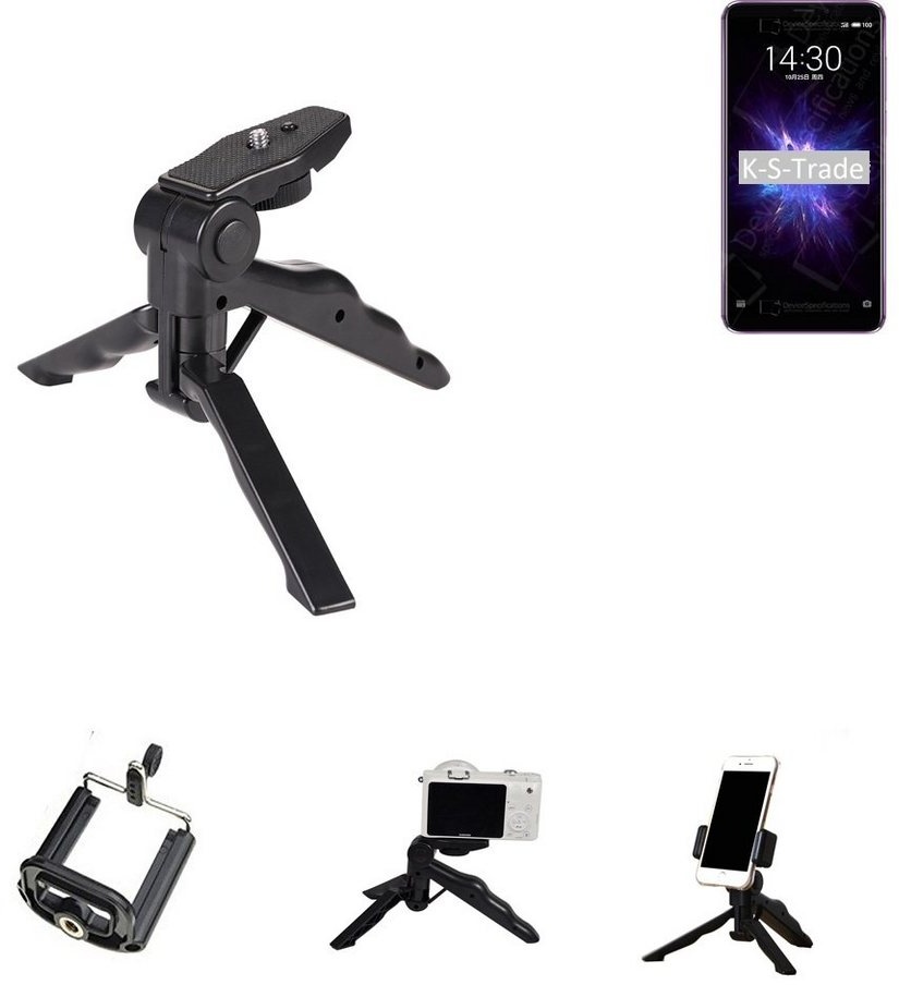 K-S-Trade für Meizu Note 8 Smartphone-Halterung, (Stativ Tisch-Ständer Dreibein Handy-Stativ Ständer Mini-Stativ) schwarz
