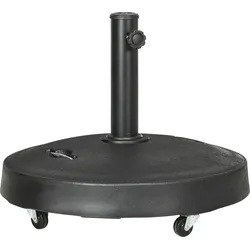 Outsunny Sonnenschirmständer Sonnenschirmständer | 23,5 kg mobiler Schirmhalter mit Rädern, Ø38/Ø48 mm, Harz & Stahl, Schwarz