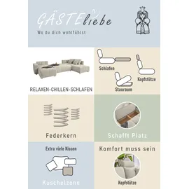 Jockenhöfer GRUPPE "Orlando U-Form, B: 337 cm", schwarz, B:337cm H:69cm T:180cm, Struktur Farbe petrol: 87% Polyester, 13% Polyacryl;Struktur Farbe greige: 45% Polyacryl, 35% Polyester, 20% Baumwolle;Luxus-Microfaser ALCATOP (100% Polyester) / Struktur