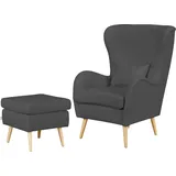 Guido Maria Kretschmer Home & Living Sessel "Salla auch in Fellimitat und Feincord, viele Bezugsarten, Ohrensessel", grau, H:118cm T:94cm, Samtcord (92% Polyester 8% Polyamid), Struktur (100% Polyester), Struktur Hahnentritt (100% Polyester), Struktur fein (100% Polyester), Samtoptik (100%