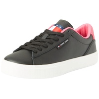 Tommy Hilfiger Tommy Jeans Damen Cupsole Sneaker Schuhe, Mehrfarbig (Black / Pink Alert), 36 EU