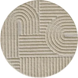 Teppich AYYILDIZ TEPPICHE "ART 1121", beige, H:8mm Ø:160cm, Polypropylen, Teppiche, 3D Hoch-Tief-Effekt, weicher Hochflor, pflegeleicht