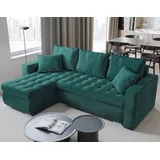 bromarkt Ecksofa LUIS Schlaffunktion Bettkasten L-Form 238x148x88cm Grün, - Grün