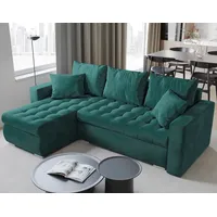 bromarkt Ecksofa LUIS Schlaffunktion Bettkasten L-Form 238x148x88cm Grün, - Grün