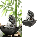 Zimmerbrunnen Buddhafigur mit Beleuchtung │13,3x17cm LED warmweiß Steinoptik │Feng Shui Design │Springbrunnen mit Pumpe (1 x LED Brunnen Design11)