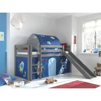 Vipack Spielbett Pino inkl. Rutsche mit Textilset Vorhang und Tunnel versch. Designs