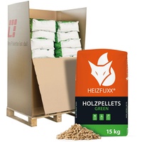 HEIZFUXX Holzpellets Green Heizpellets Weichholz Wood Pellet Öko Energie Heizung Kessel Papiersack Sackware 6mm 15kg x 20 Sack 300kg / 1 Palette Paligo