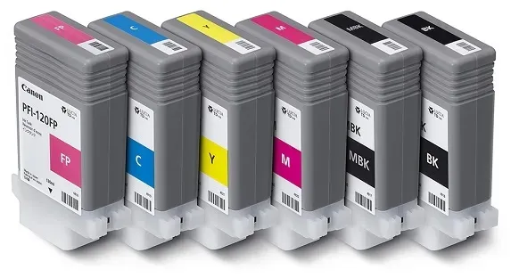 Canon Tinten-Set PFI-120 (BK/MBK/C/M/Y/FP) für GP-200 / GP-300, 6x 130ml - Canon Gold Partner