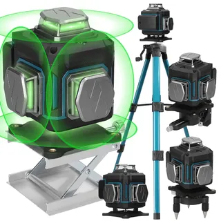 Kreuzlinienlaser mit Stativ Hancaner Multifunktionaler 4D 16 Line Laser Level, Grün Laser Wasserwaage 360° Level 3° Selbstnivellierende mit 2 * 2400 mAh Batterien