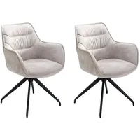 Home4You Polsterstühle 2er Set, Taupe - Schwarz - Cord