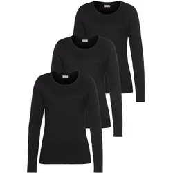 Langarmshirt EASTWIND, Damen, Gr. 44/46, schwarz, Obermaterial: 95% Baumwolle, 5% Elasthan, Basic, Basic, Rundhals, Langarm, Shirts, Langarm, im Basic-Stil, Rundhalsausschnitt, aus Baumwolle, Topseller