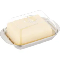 Relaxdays Butterdose, mit Deckel, Edelstahl & Kunststoff, 250 g