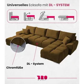 bromarkt Ecksofa NUBES Schlaffunktion Bettkasten U-Form, 372x85x184 cm, Wohnzimmer, Sofas - Couches, Wohnlandschaften, Wohnlandschaften in U-Form