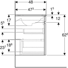 Geberit Renova Plan 55x62,2x48cm, Kor/Fr. la mt/WT we/KeraTe
