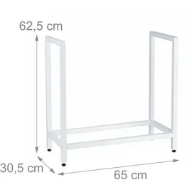 Relaxdays Kaminholzregal Metall 65 x 30,5 x 62,5 cm Weiß