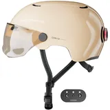 Cosmo Connected Cosmo Fusion Intelligenter Helm für Fahrrad und Roller mit Visier, Shiny Sand, One Size